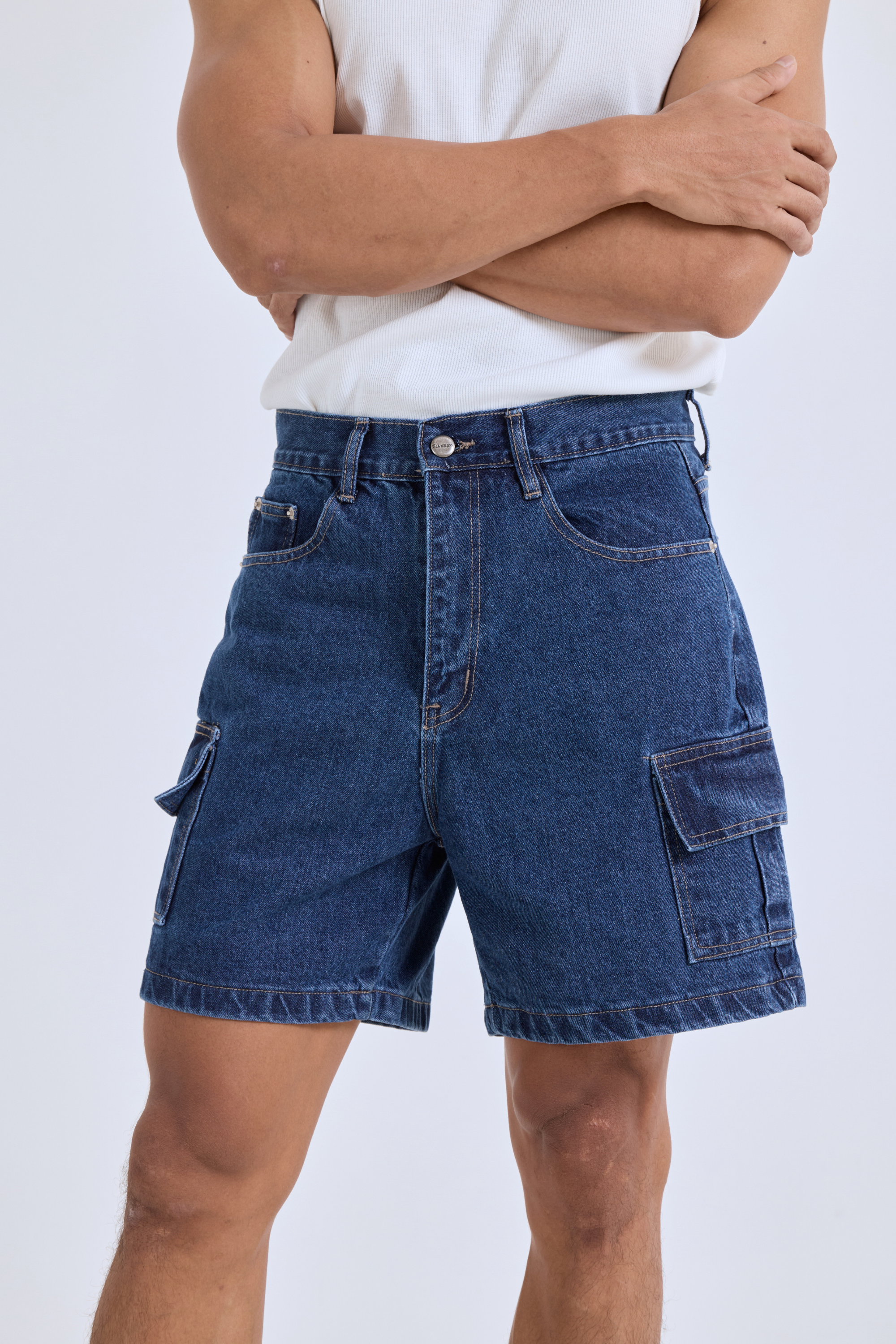 Shorts Cargo Denim กางเกงยีนส์ขาสั้น ทรงคาร์โก้ (P0042)