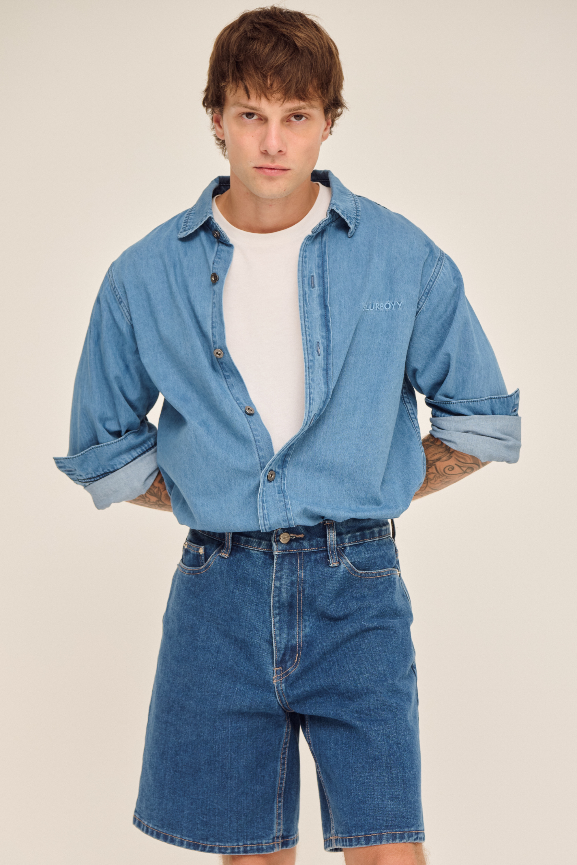 Relax fit denim shirt เสื้อเชิ้ตยีนส์แขนยาว ผ้านุ่ม (SB0857)