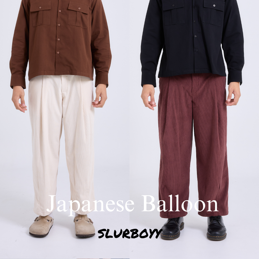 Japanese Balloon Pants กางเกงขายาวผ้าลูกฟูก ทรงบอลลูน (P0058)