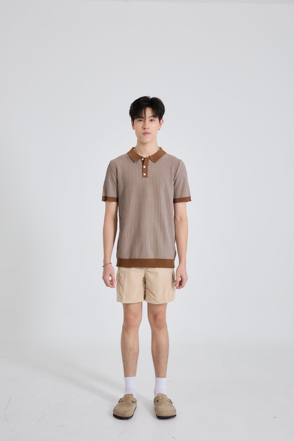 Linear Striped Premium Knit Polo เสื้อไหมพรมคอปก ลายทาง (SB0840)