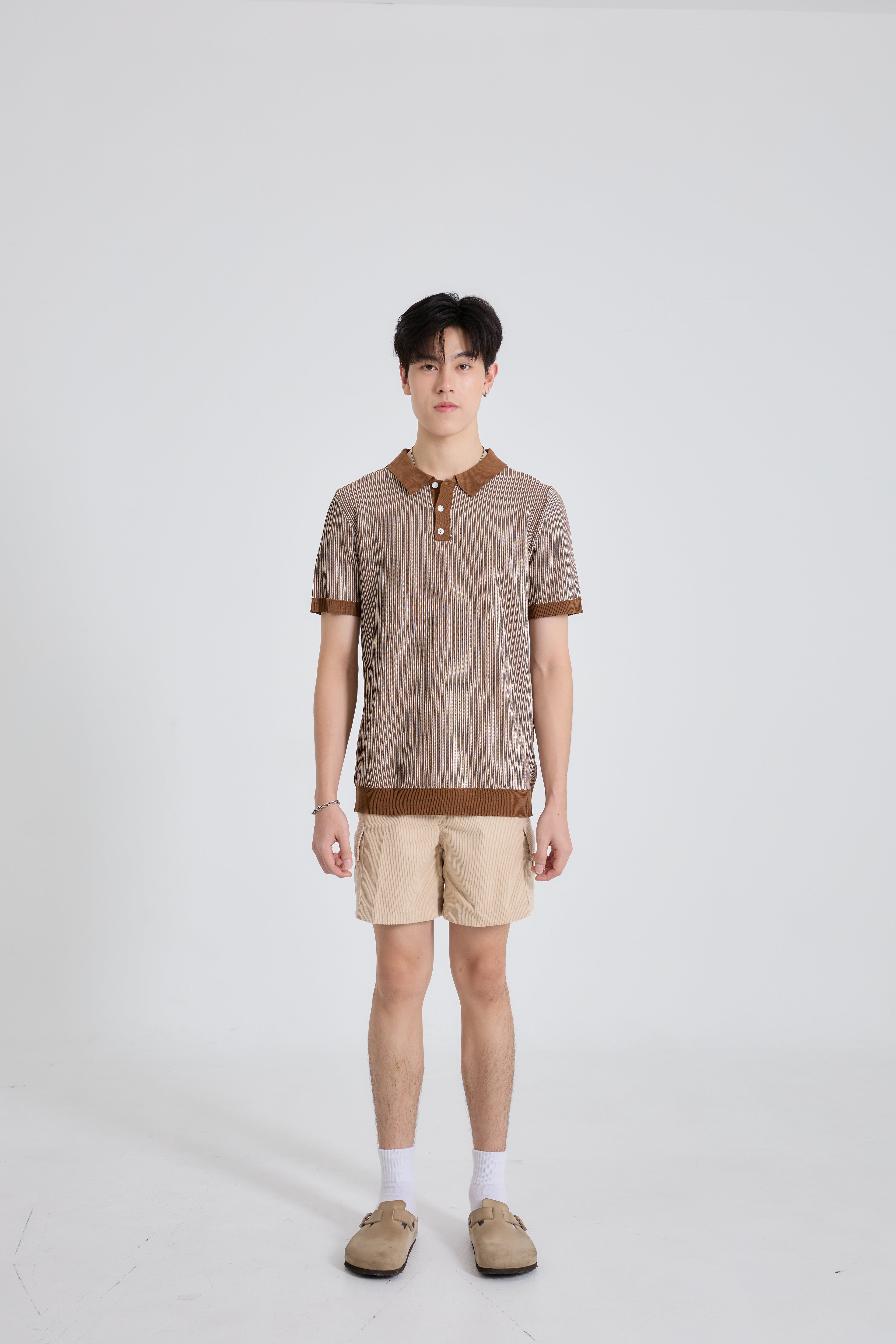 Linear Striped Premium Knit Polo เสื้อไหมพรมคอปก ลายทาง (SB0840)