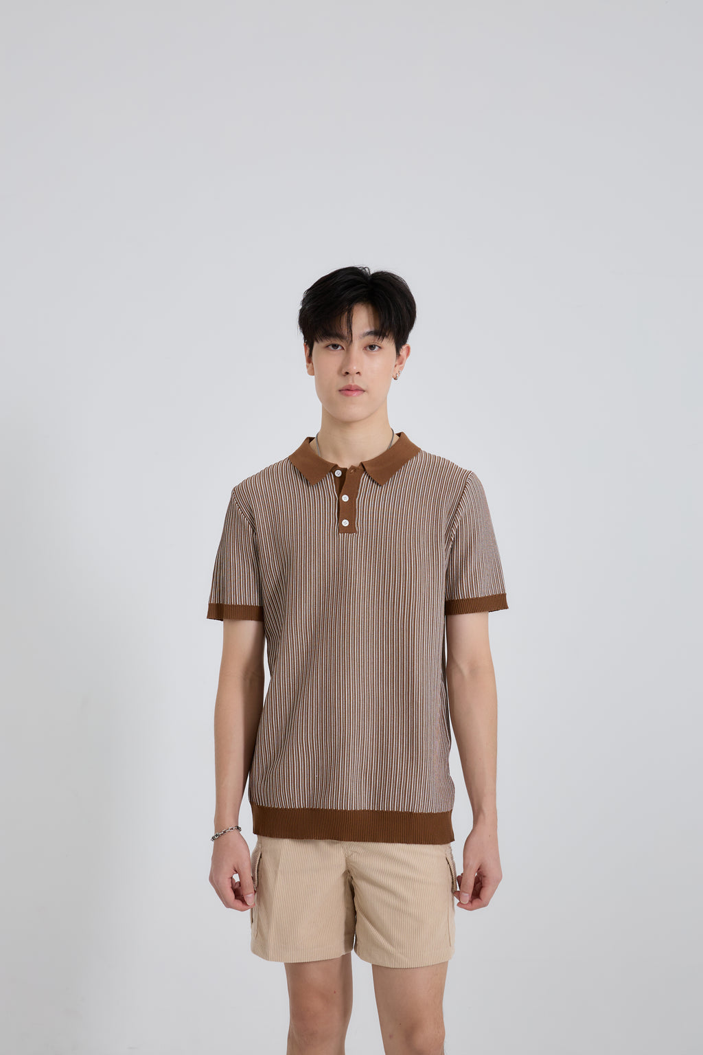 Linear Striped Premium Knit Polo เสื้อไหมพรมคอปก ลายทาง (SB0840)