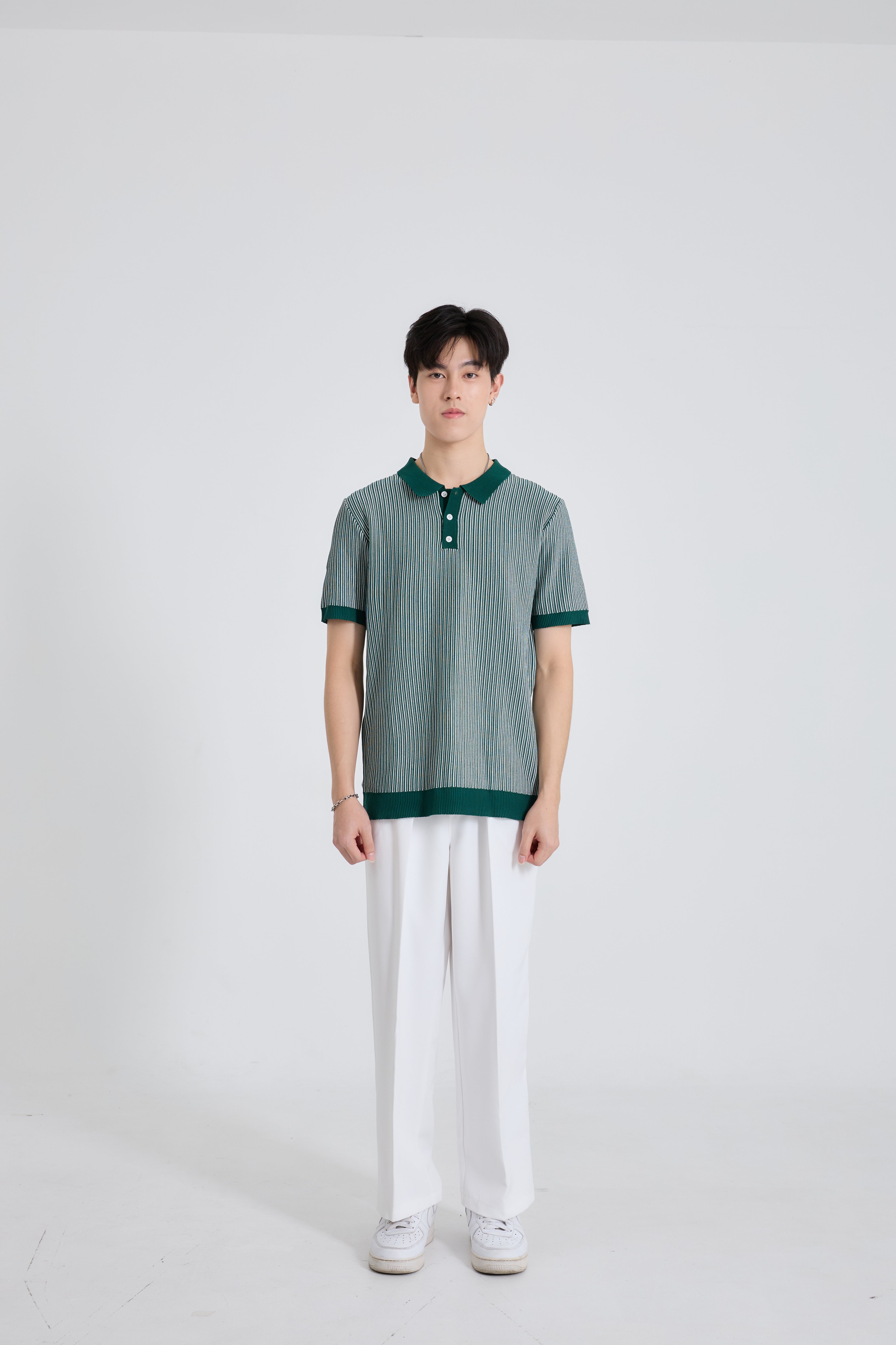 Linear Striped Premium Knit Polo เสื้อไหมพรมคอปก ลายทาง (SB0840)