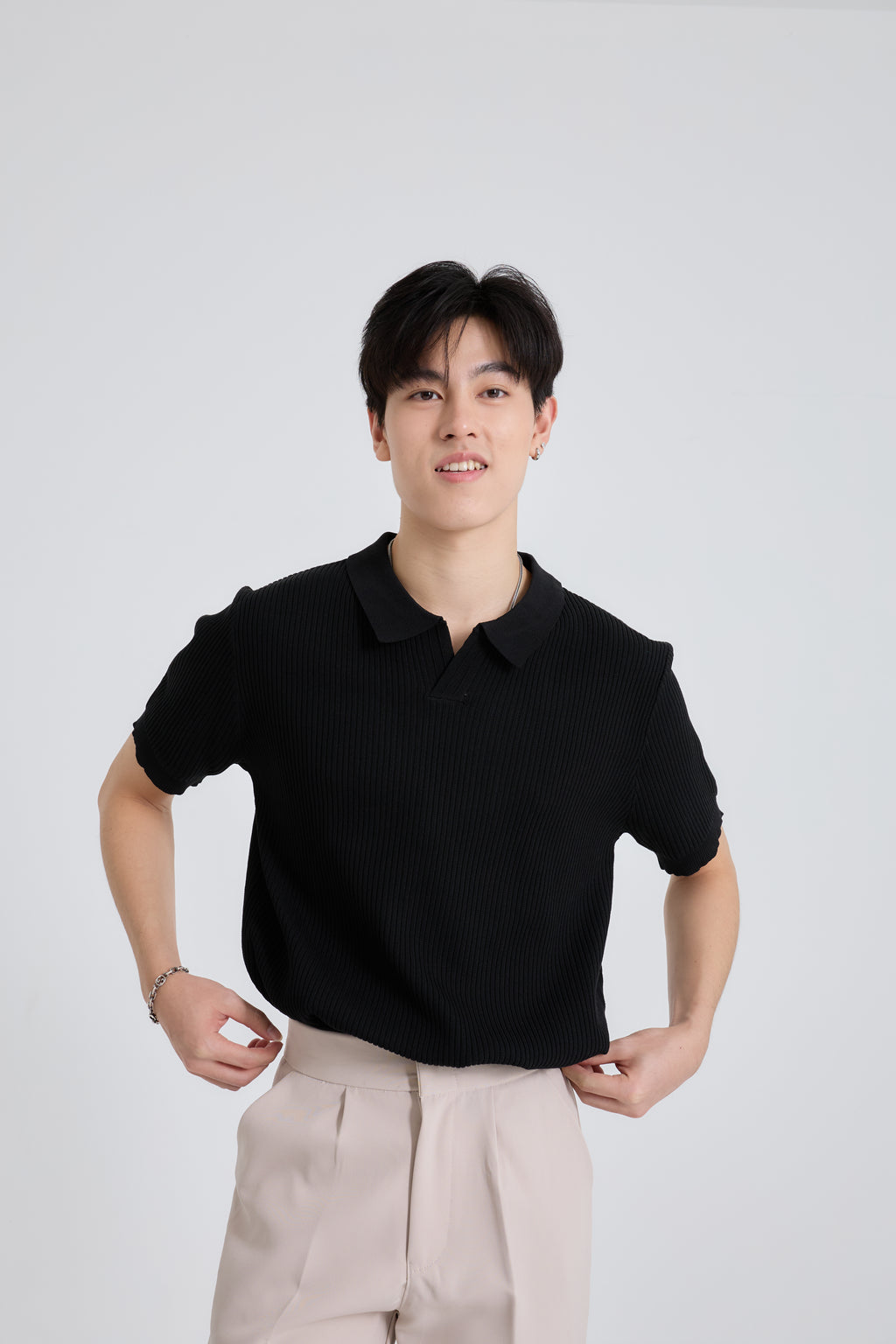 Summer Premium Knit Polo เสื้อไหมพรมคอปก ลายทาง (SB0842)