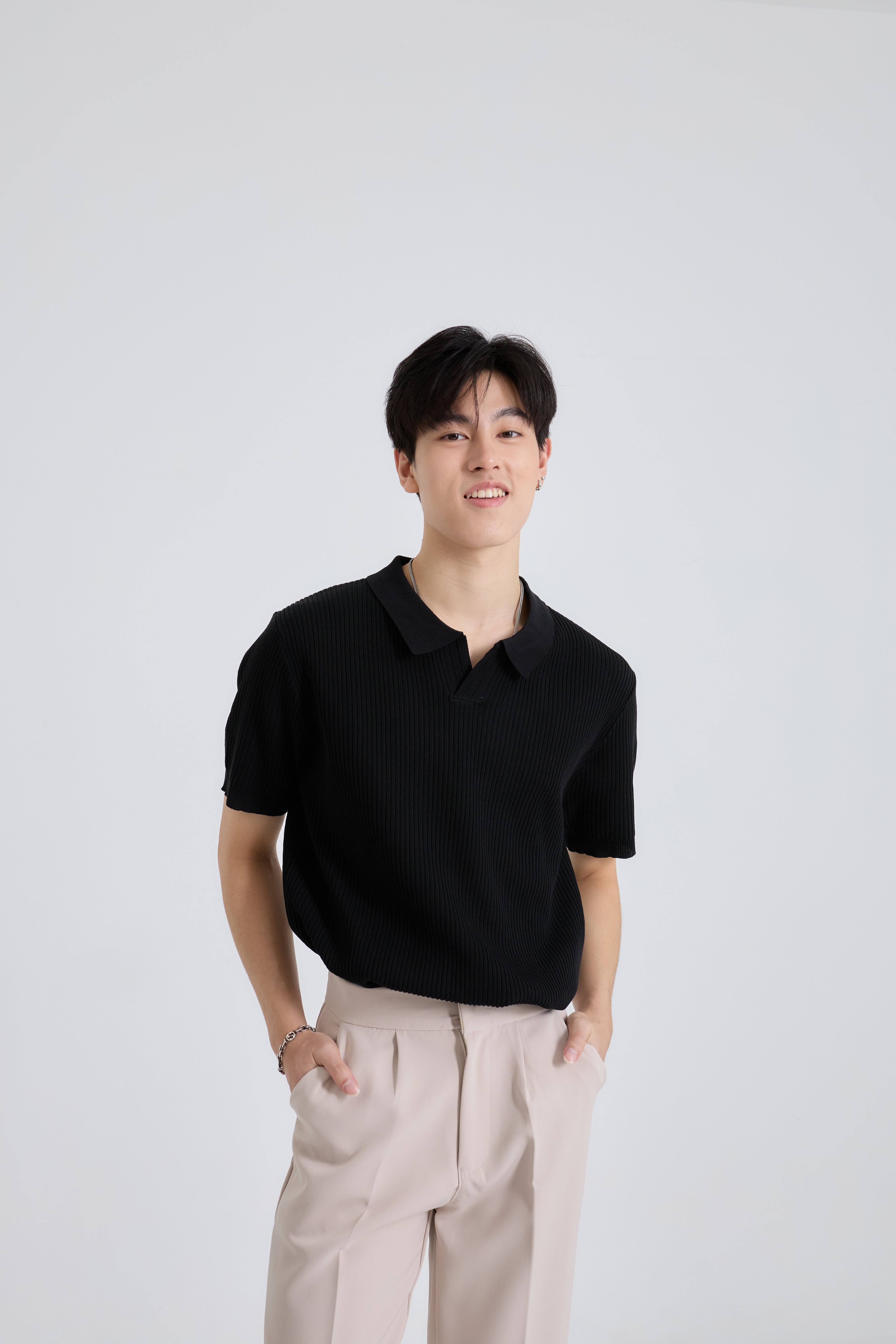 Summer Premium Knit Polo เสื้อไหมพรมคอปก ลายทาง (SB0842)