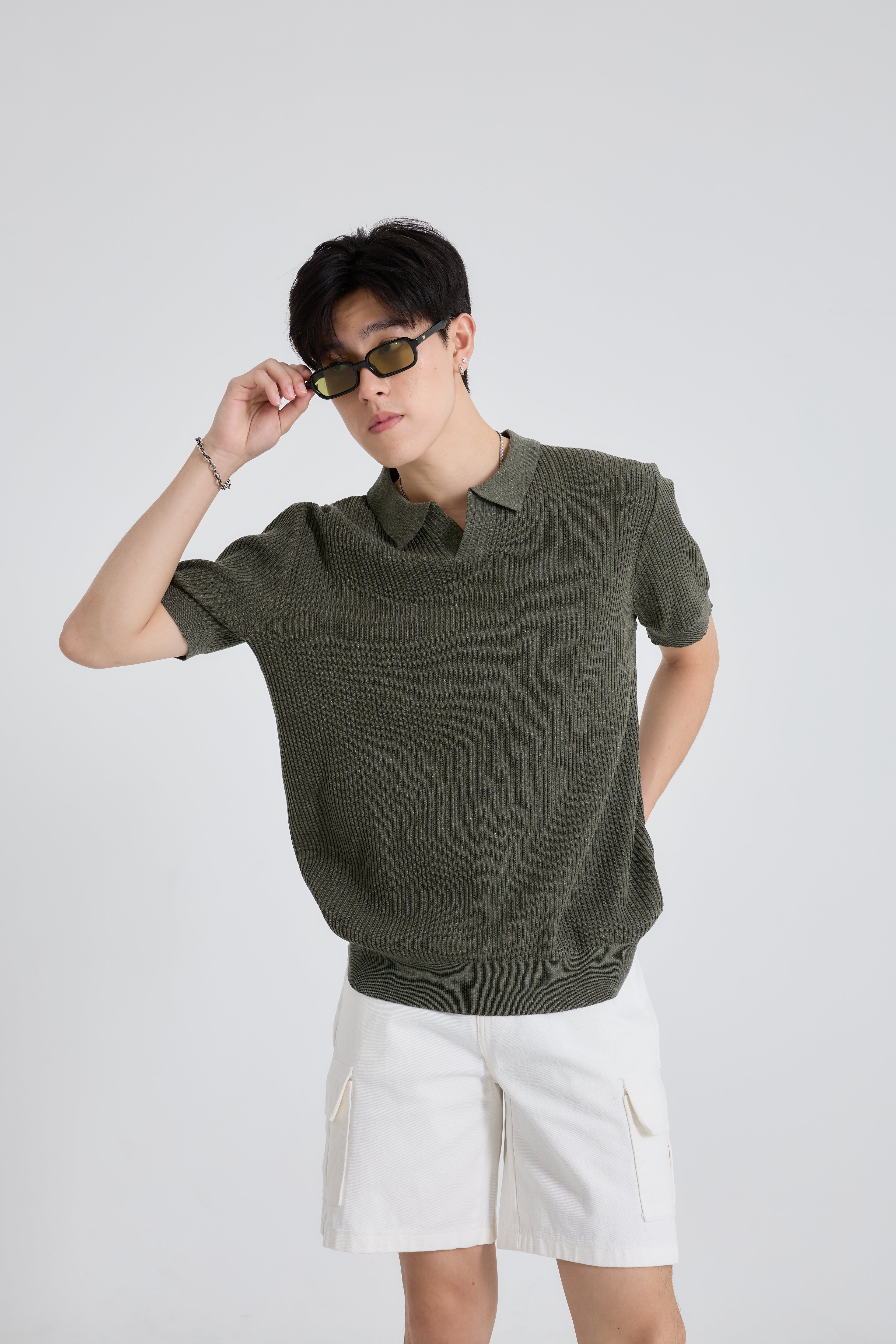 Summer Premium Knit Polo เสื้อไหมพรมคอปก ลายทาง (SB0842)