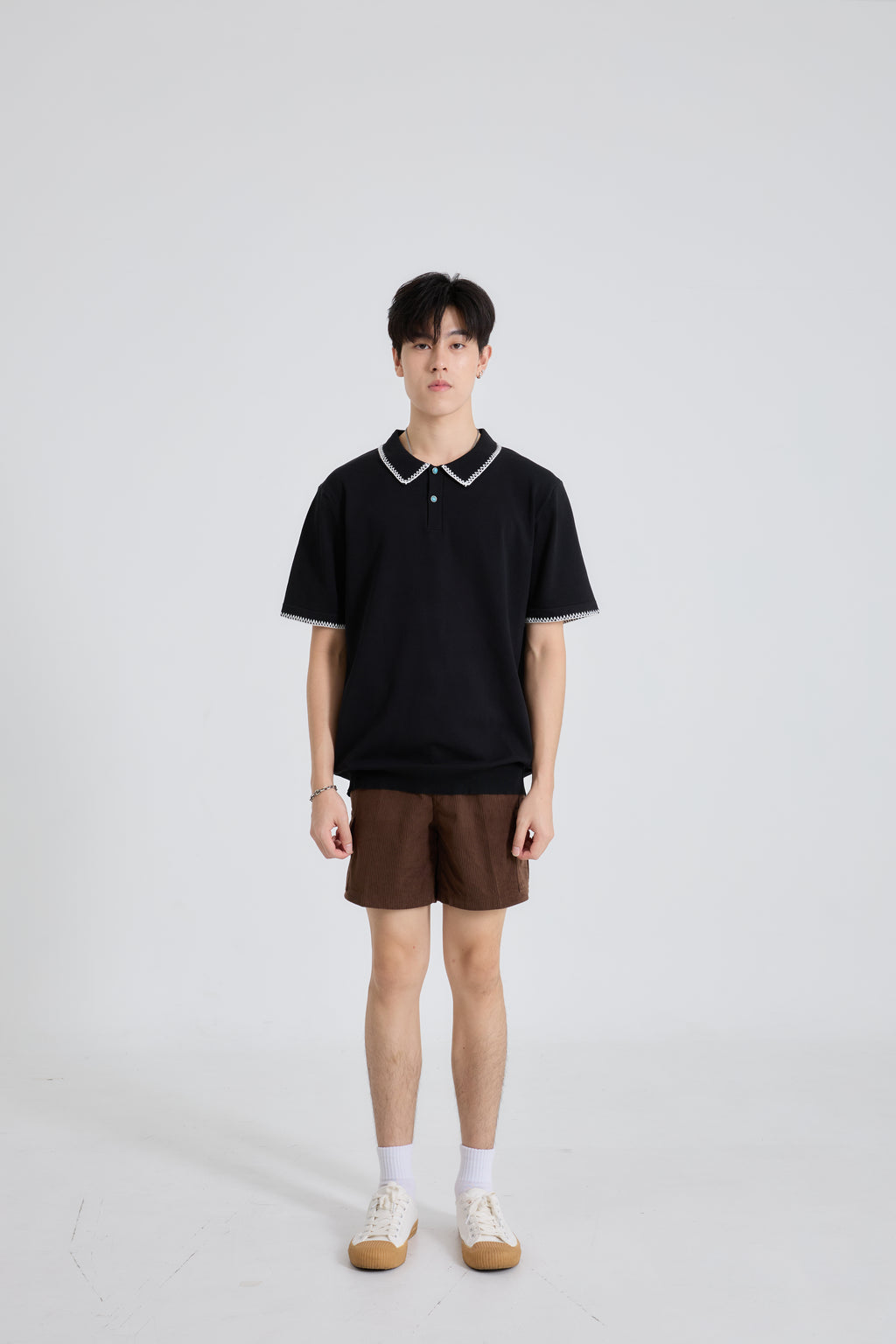 Zig Edge Premium Knit Shirt เสื้อไหมพรมคอปก ขอบปักซิกแซก (SB0839)