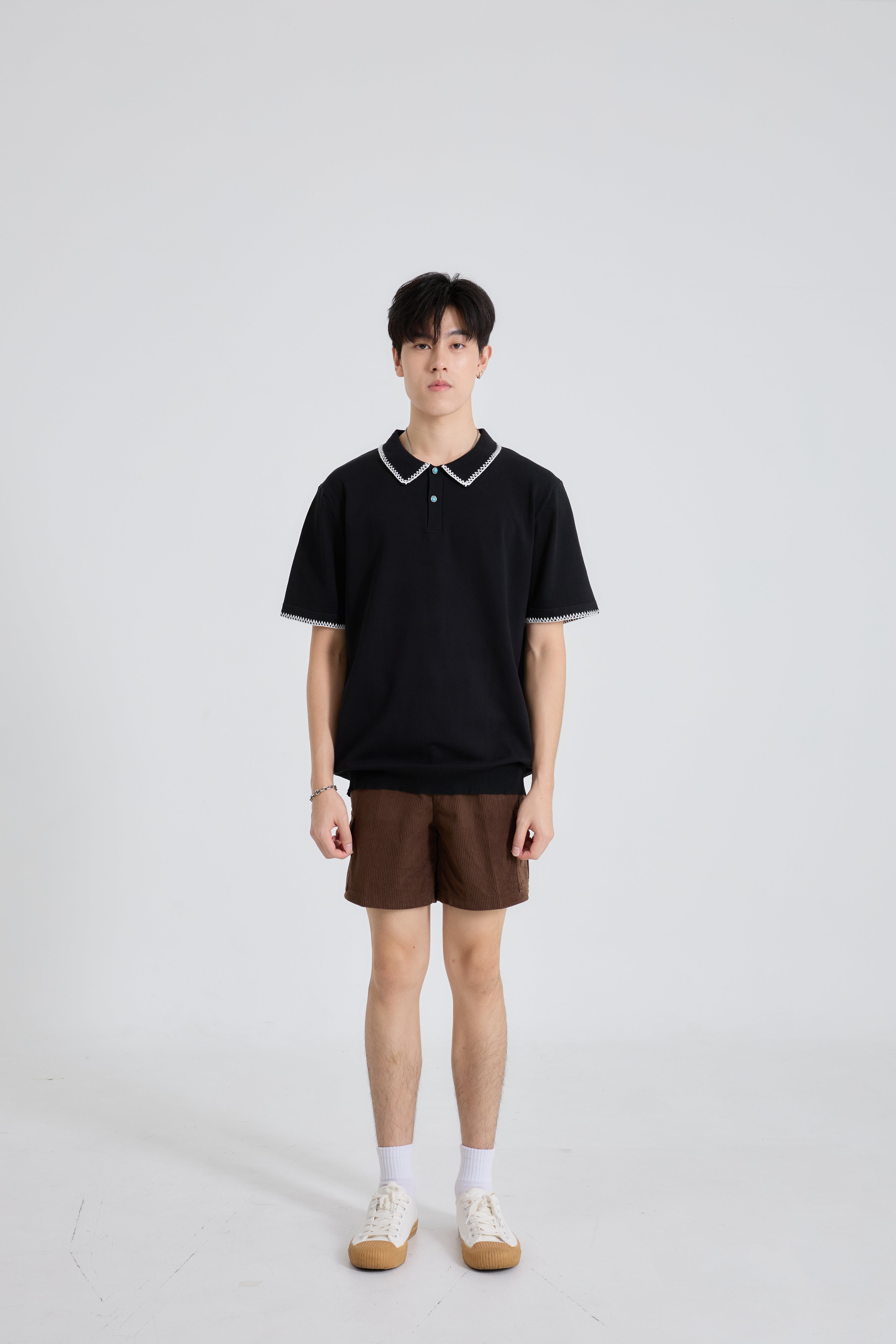 Zig Edge Premium Knit Shirt เสื้อไหมพรมคอปก ขอบปักซิกแซก (SB0839)