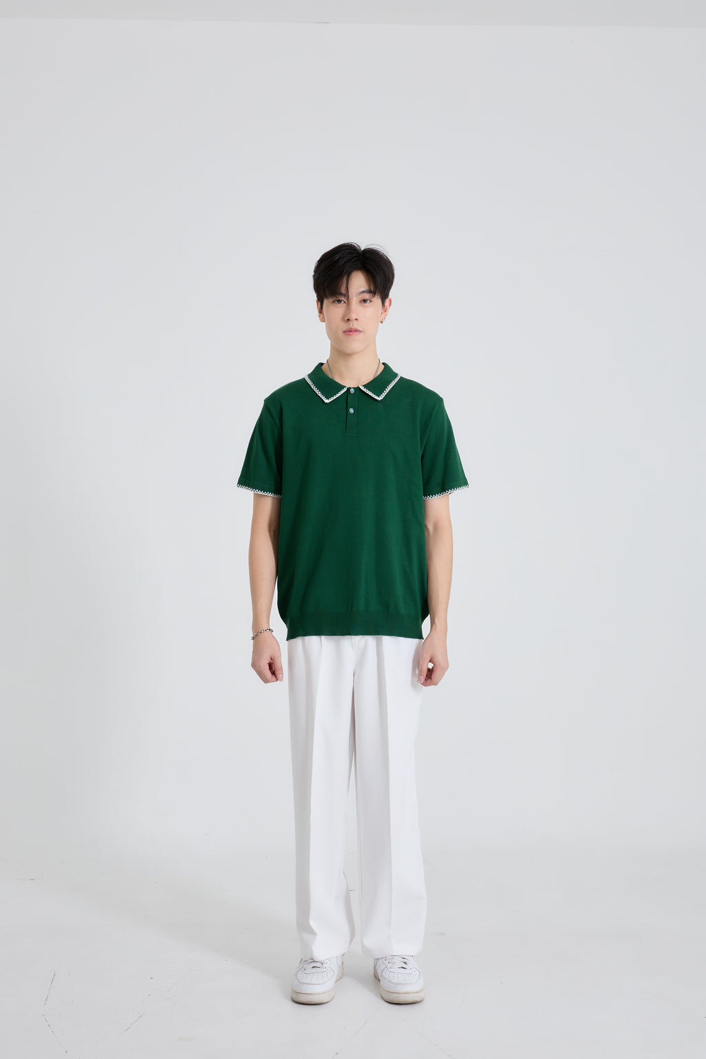 Zig Edge Premium Knit Shirt เสื้อไหมพรมคอปก ขอบปักซิกแซก (SB0839)