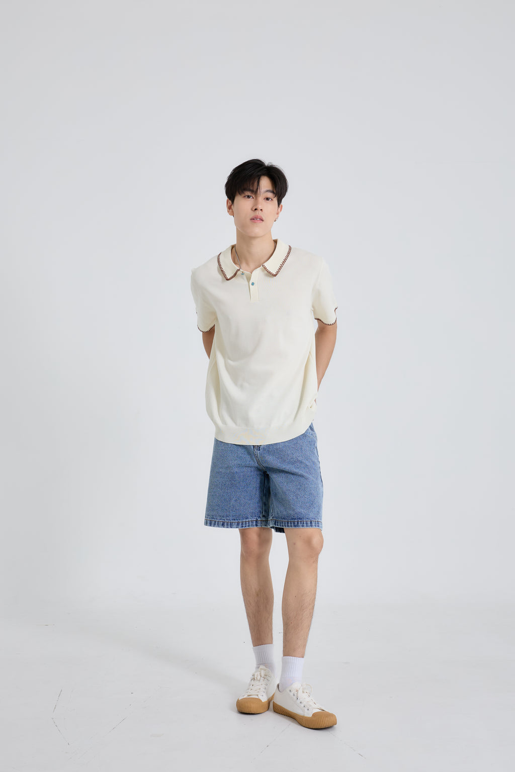 Zig Edge Premium Knit Shirt เสื้อไหมพรมคอปก ขอบปักซิกแซก (SB0839)