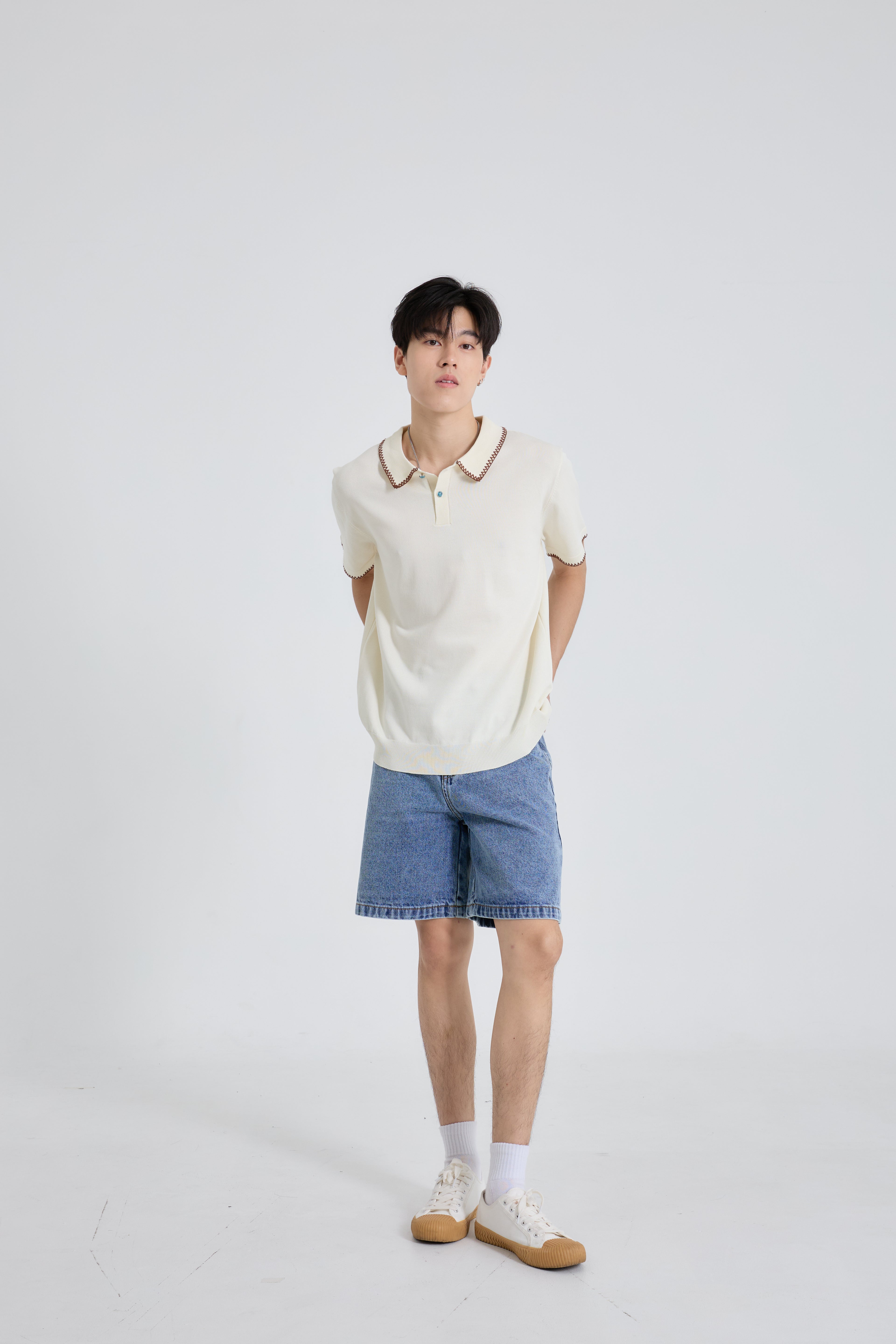 Zig Edge Premium Knit Shirt เสื้อไหมพรมคอปก ขอบปักซิกแซก (SB0839)