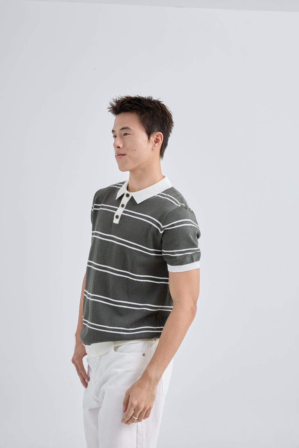 Gentle Premium Knit Polo เสื้อไหมพรมคอปก ลายทาง (SB0845)
