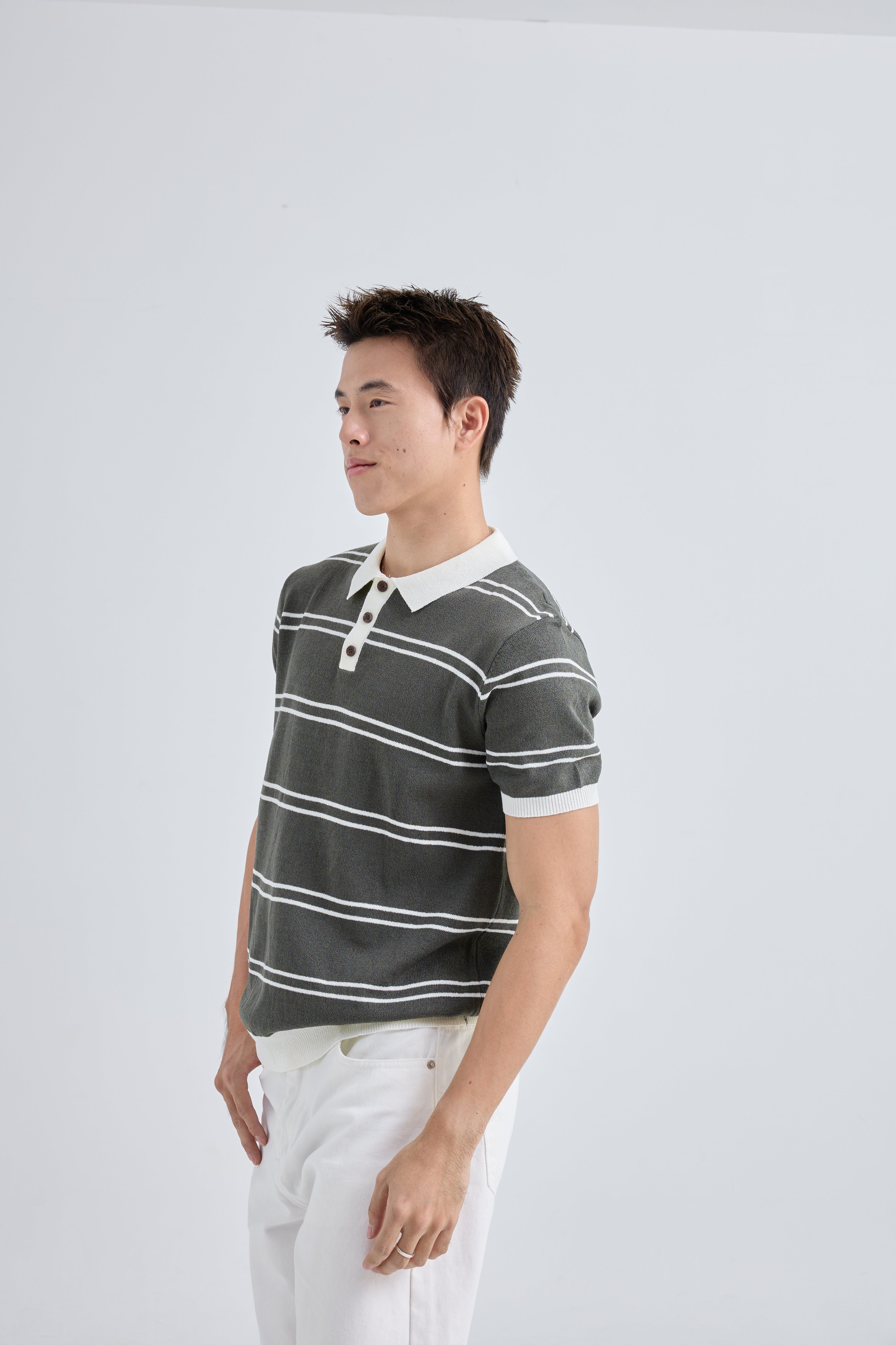 Gentle Premium Knit Polo เสื้อไหมพรมคอปก ลายทาง (SB0845)