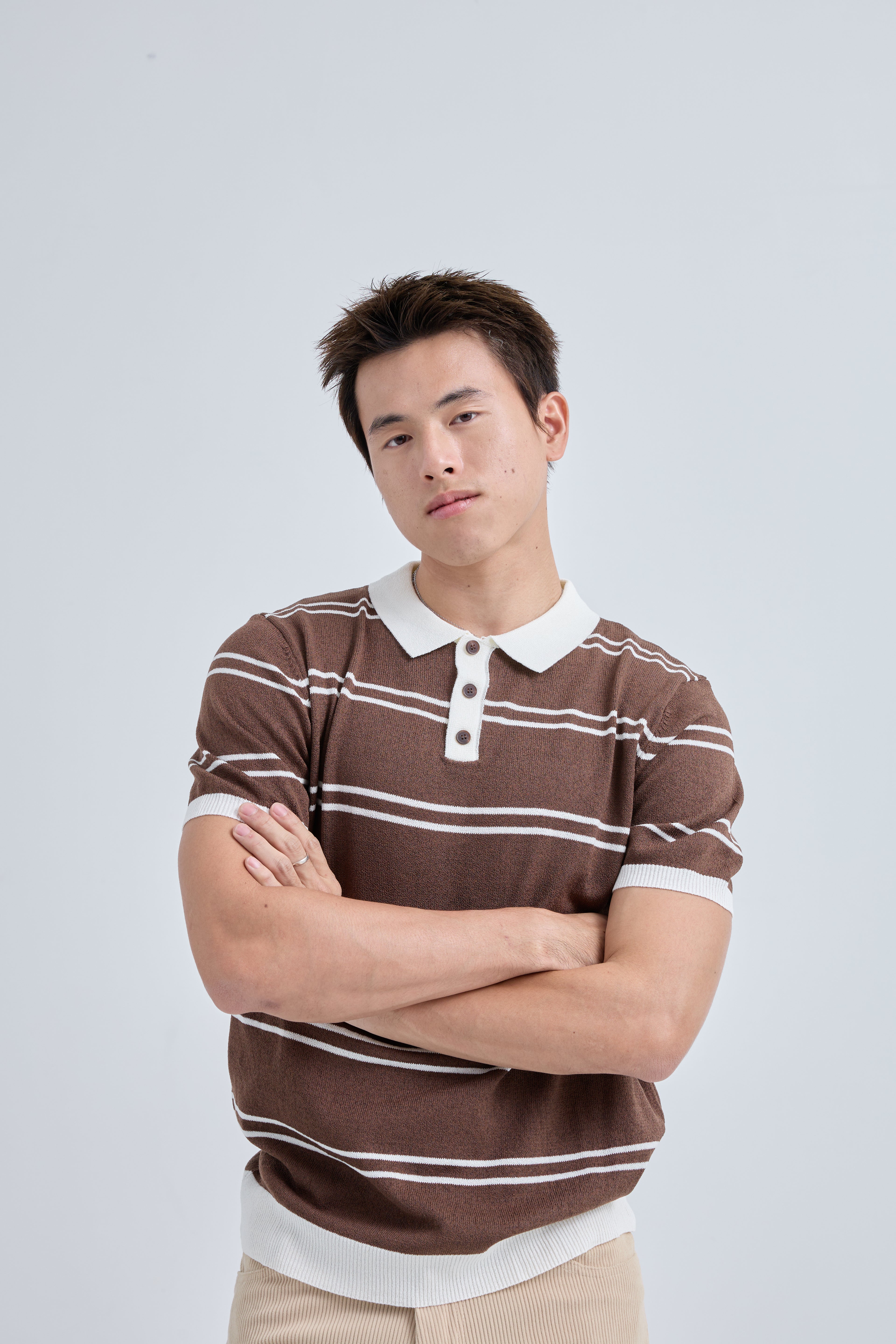 Gentle Premium Knit Polo เสื้อไหมพรมคอปก ลายทาง (SB0845)