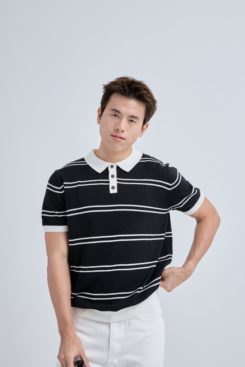 Gentle Premium Knit Polo เสื้อไหมพรมคอปก ลายทาง (SB0845)