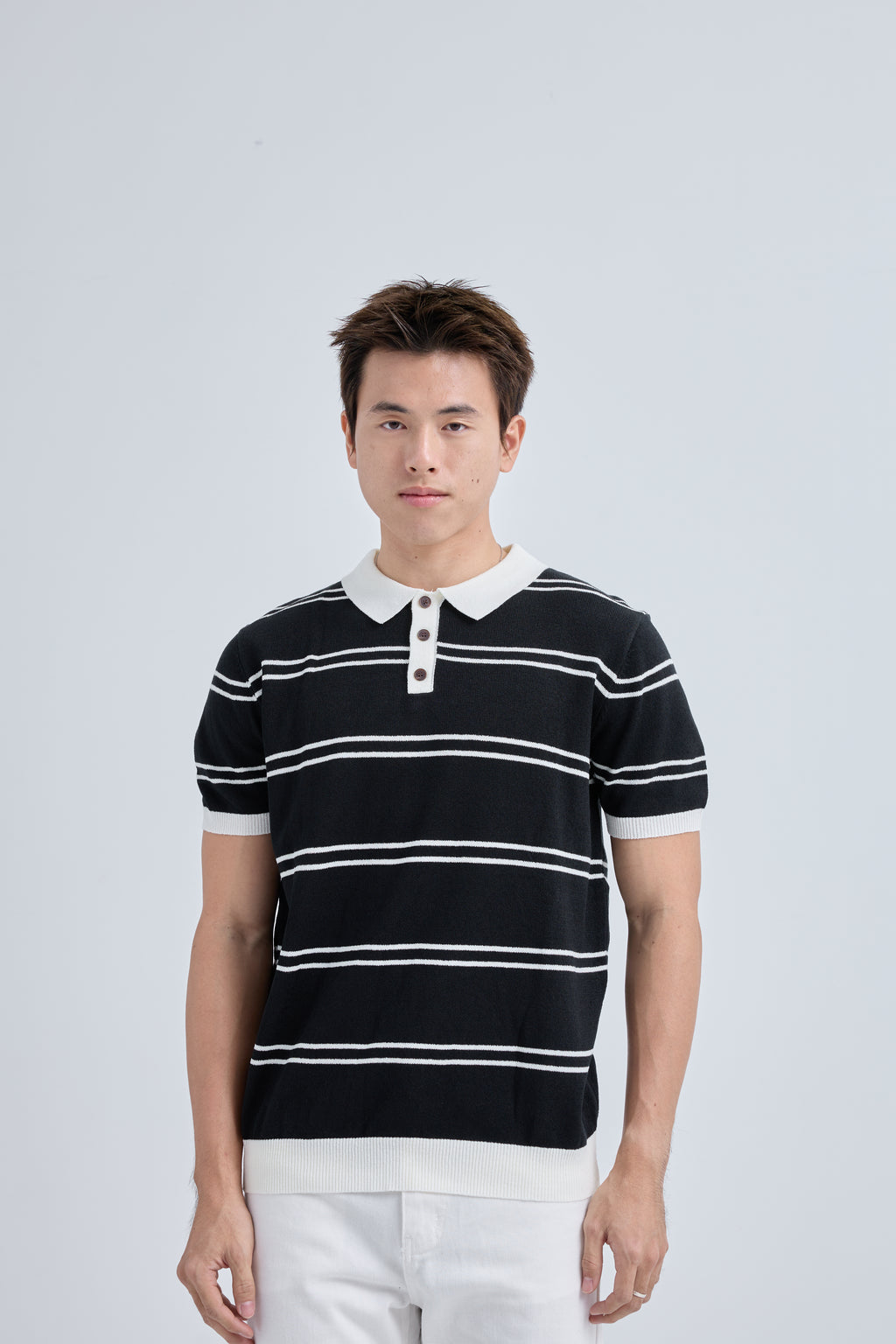 Gentle Premium Knit Polo เสื้อไหมพรมคอปก ลายทาง (SB0845)