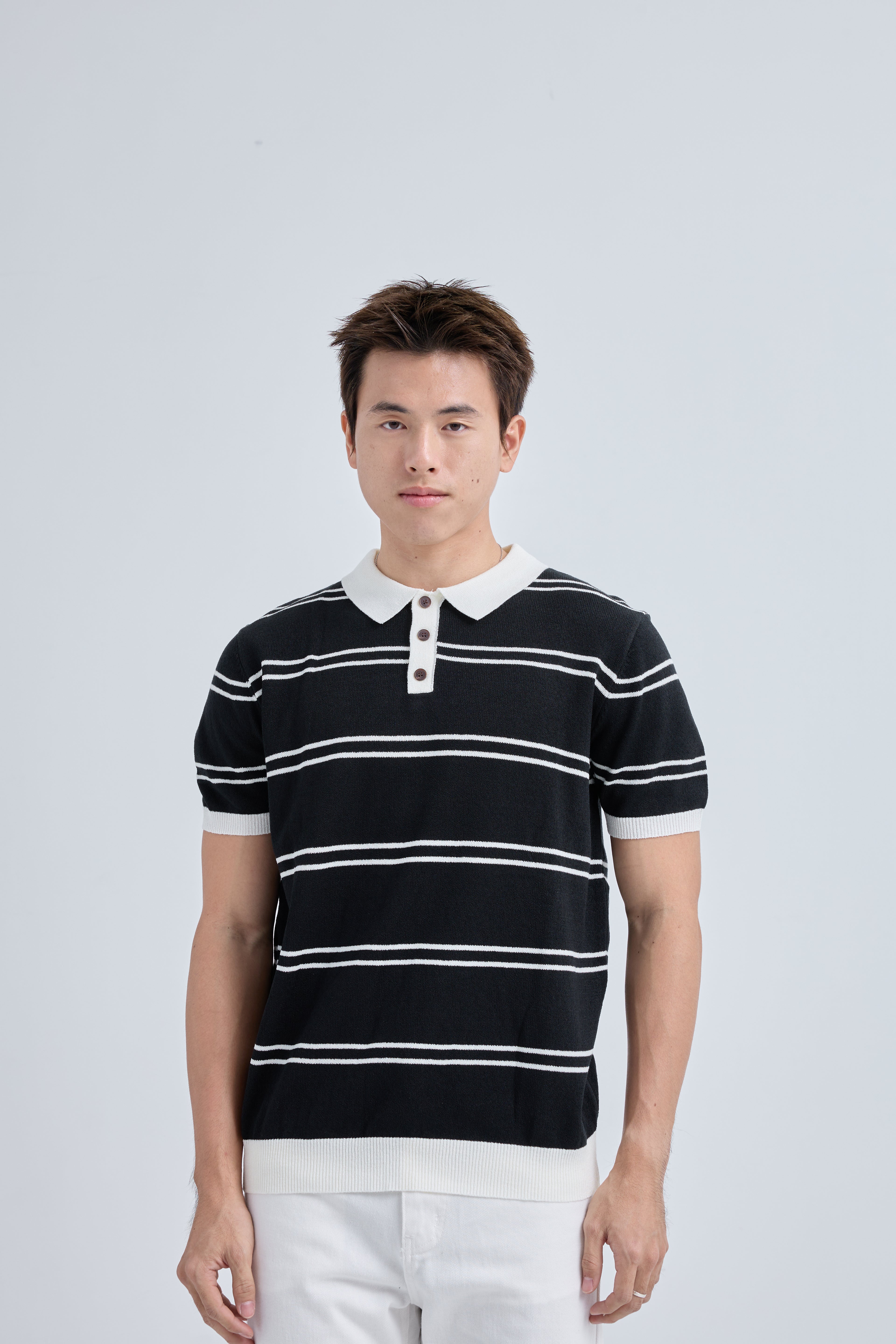 Gentle Premium Knit Polo เสื้อไหมพรมคอปก ลายทาง (SB0845)