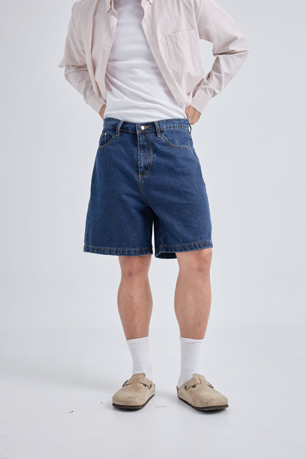 Make Shorts Denim กางเกงยีนส์ขาสั้น ทรงเบสิค (P0046)