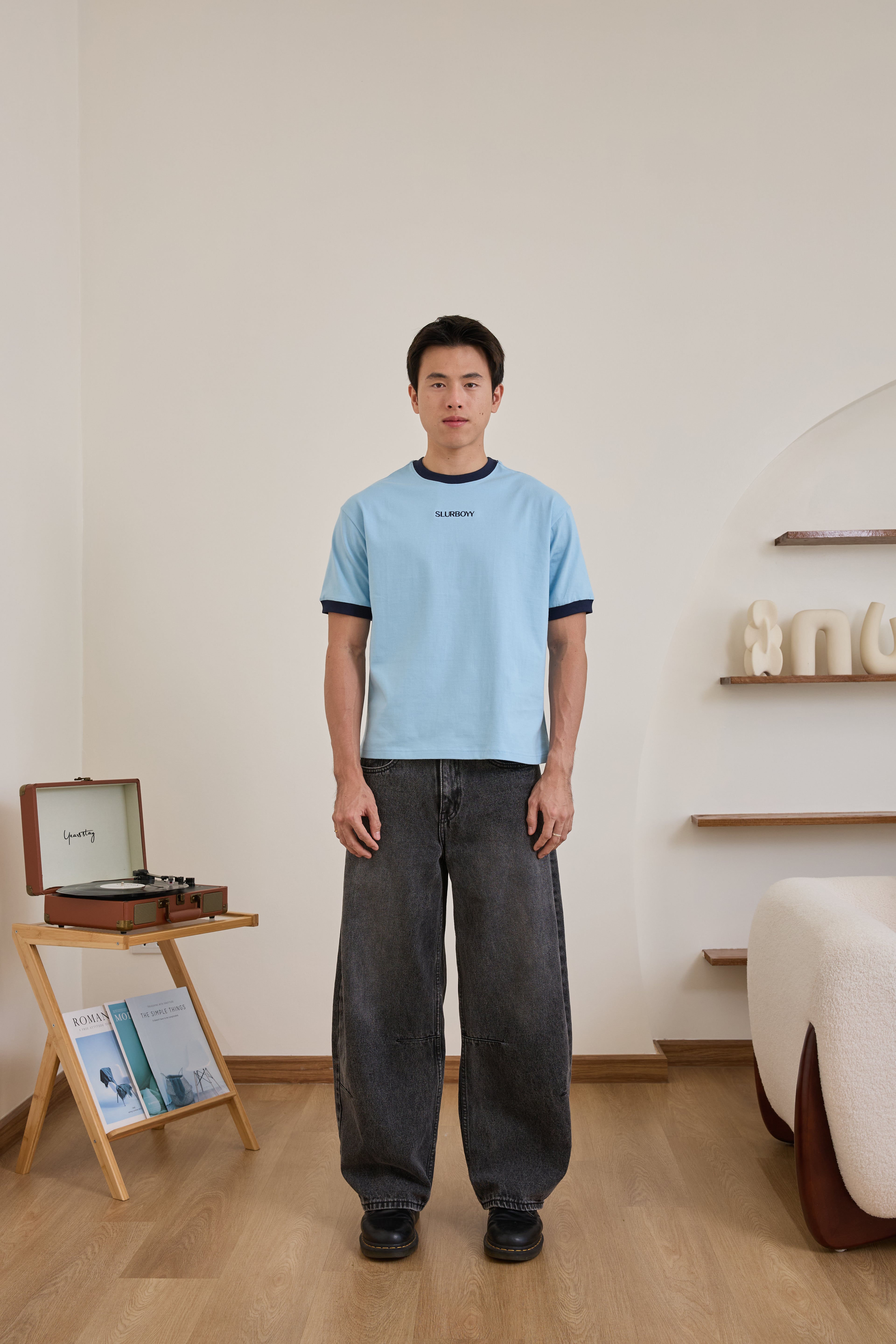 Ringer Tee เสื้อยืดทรง Boxy เนื้อผ้าคอตตอน งานปัก (SB0851)