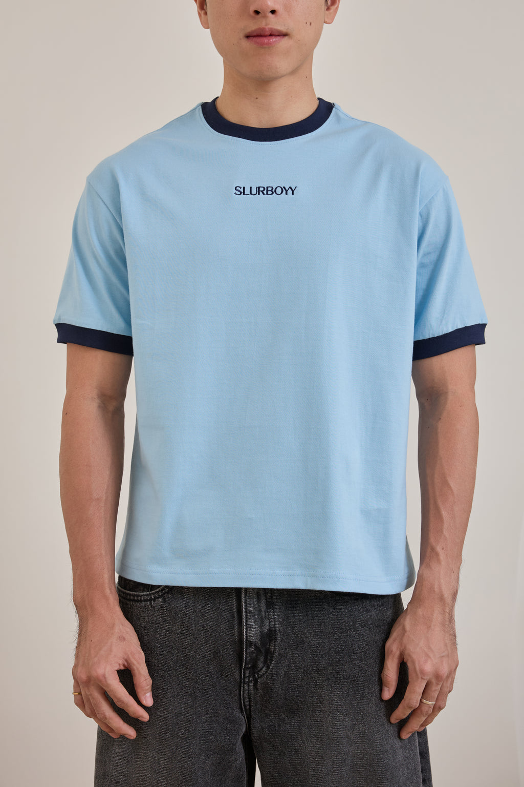 Ringer Tee เสื้อยืดทรง Boxy เนื้อผ้าคอตตอน งานปัก (SB0851)