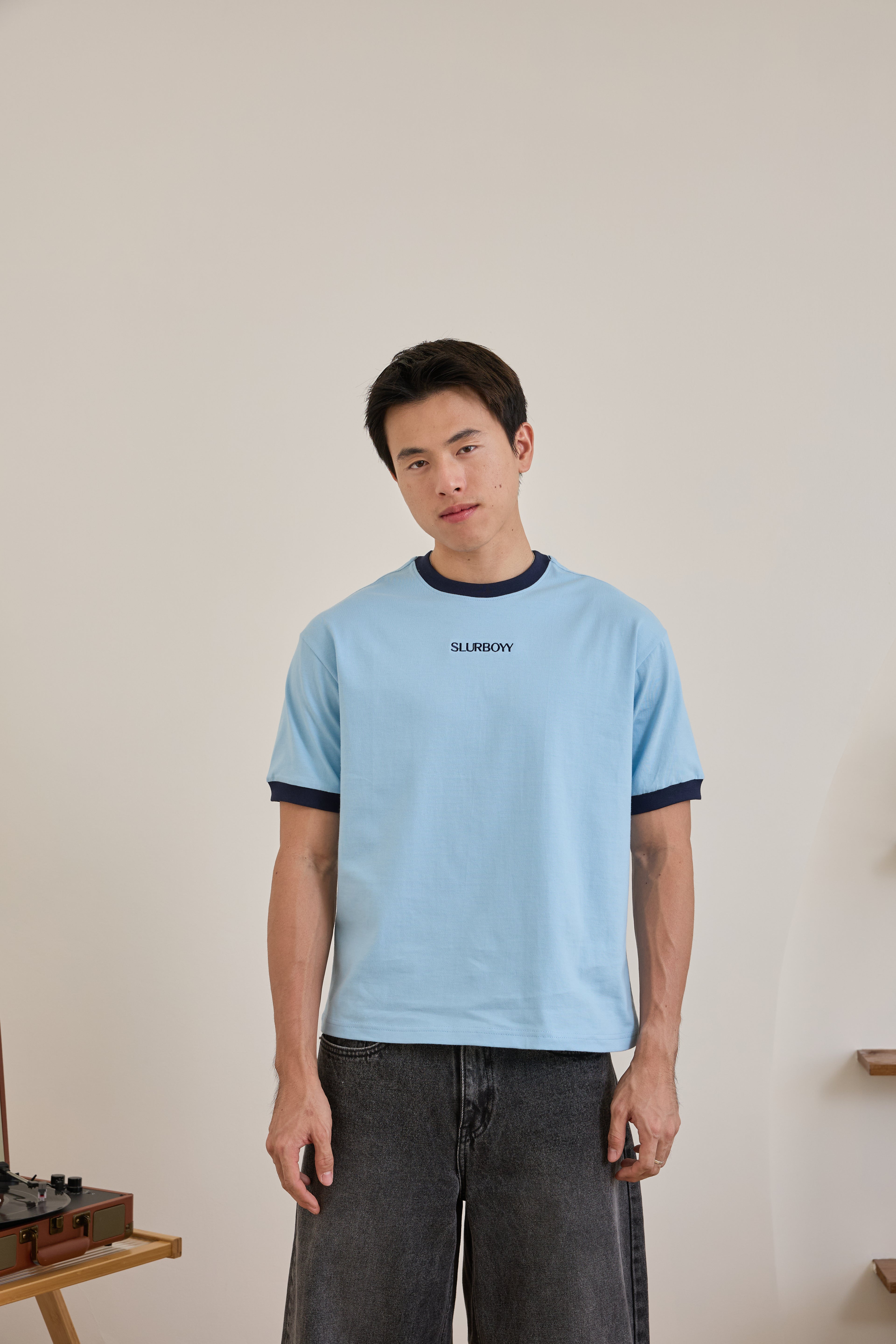 Ringer Tee เสื้อยืดทรง Boxy เนื้อผ้าคอตตอน งานปัก (SB0851)