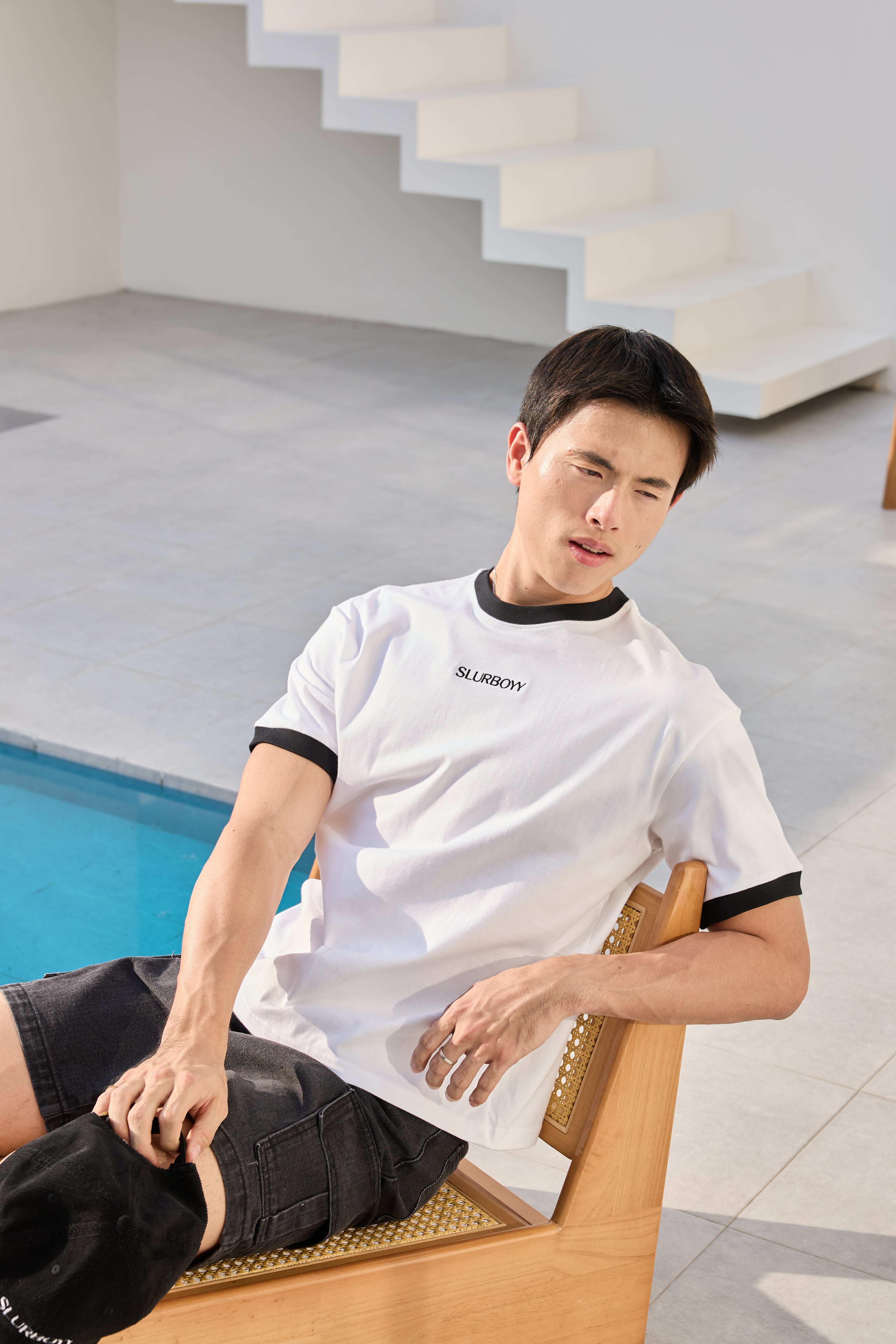 Ringer Tee เสื้อยืดทรง Boxy เนื้อผ้าคอตตอน งานปัก (SB0851)