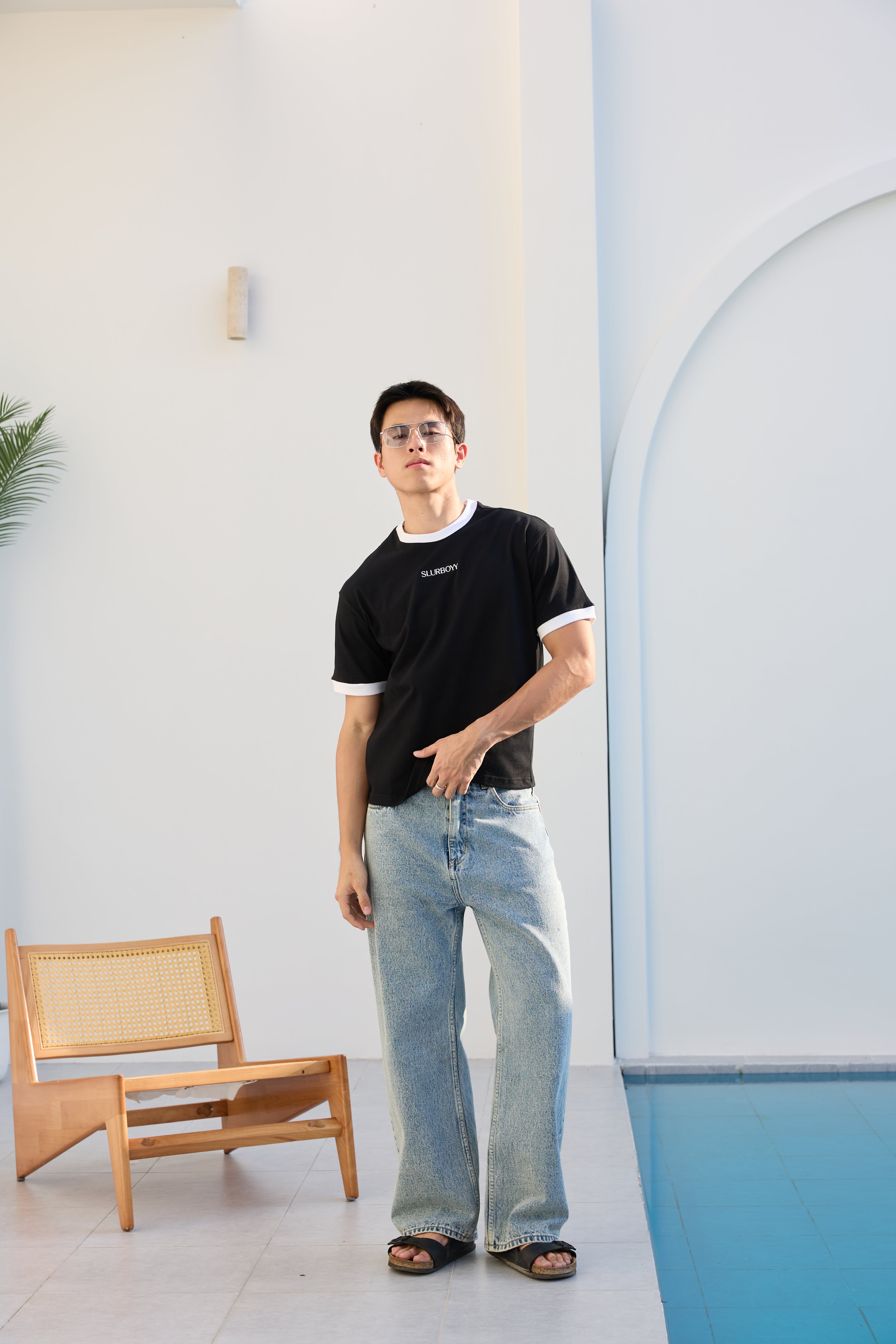 Ringer Tee เสื้อยืดทรง Boxy เนื้อผ้าคอตตอน งานปัก (SB0851)