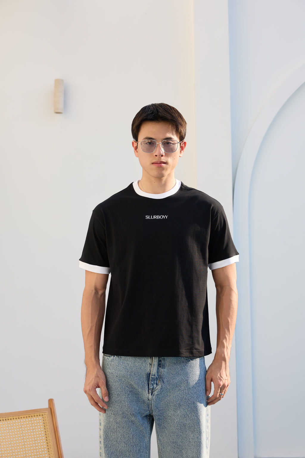 Ringer Tee เสื้อยืดทรง Boxy เนื้อผ้าคอตตอน งานปัก (SB0851)