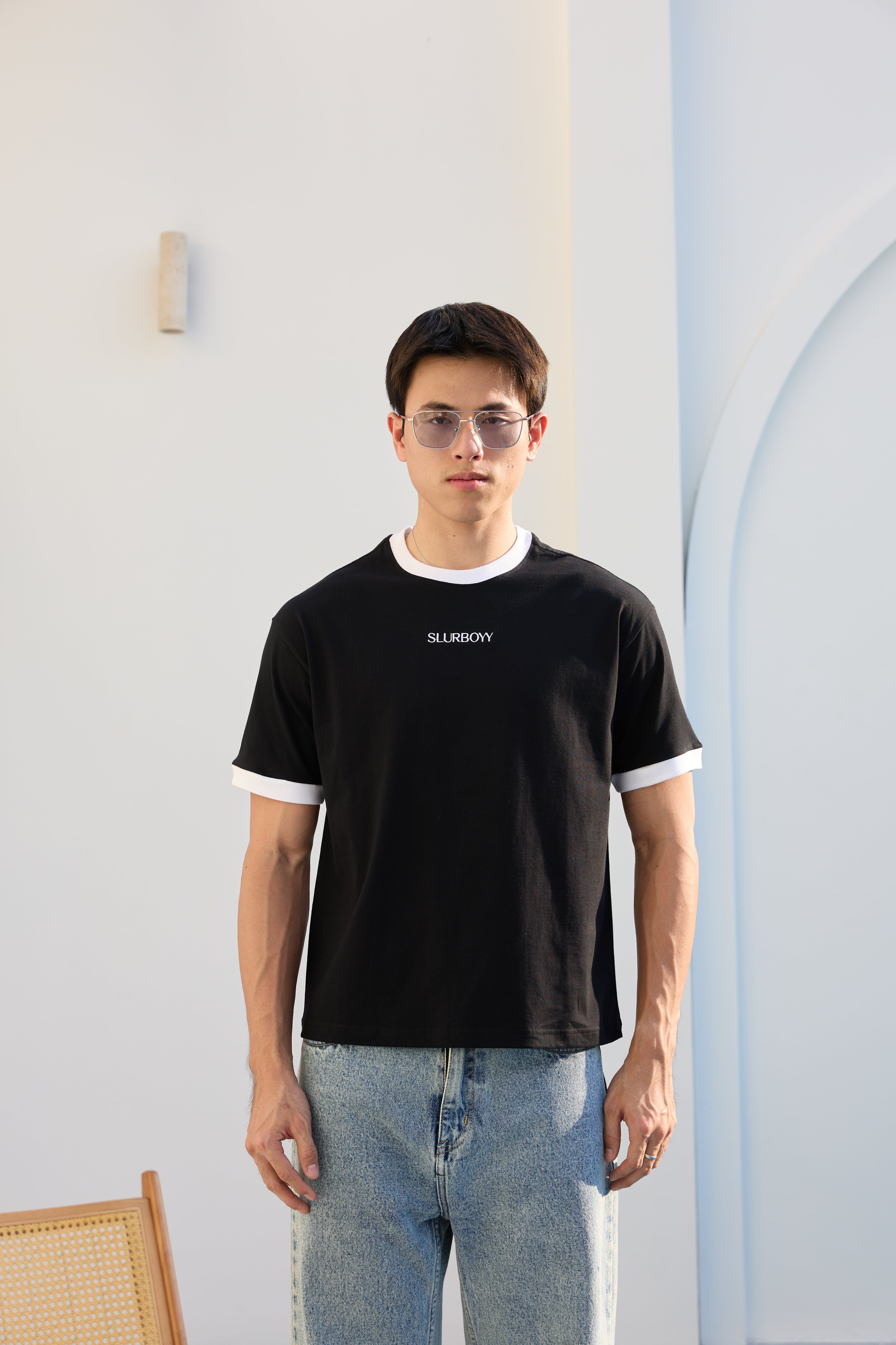Ringer Tee เสื้อยืดทรง Boxy เนื้อผ้าคอตตอน งานปัก (SB0851)