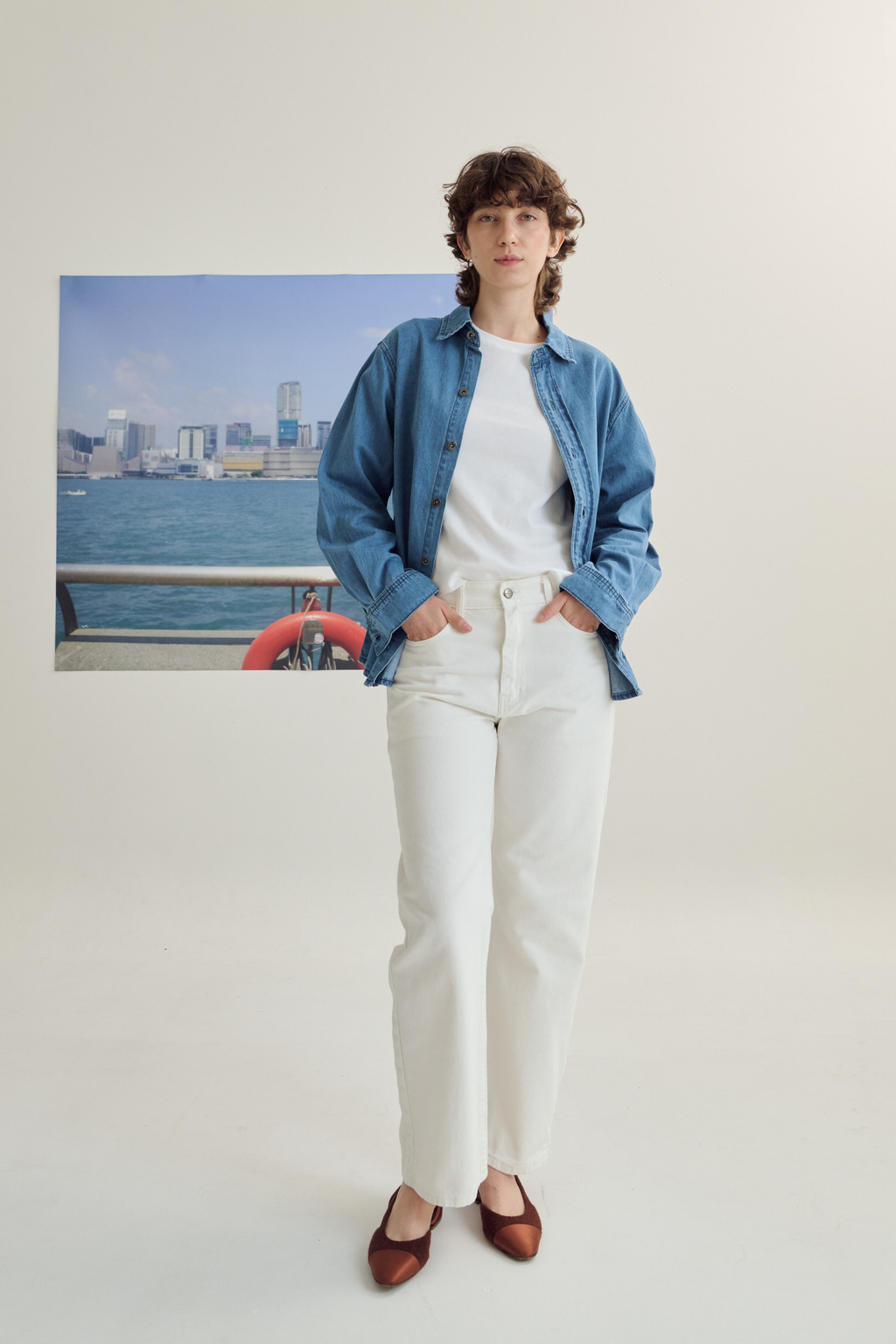 Relax fit denim shirt เสื้อเชิ้ตยีนส์แขนยาว ผ้านุ่ม (SB0857)