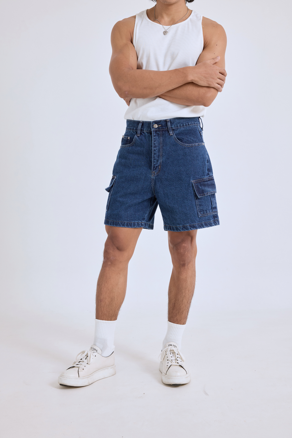 Shorts Cargo Denim กางเกงยีนส์ขาสั้น ทรงคาร์โก้ (P0042)