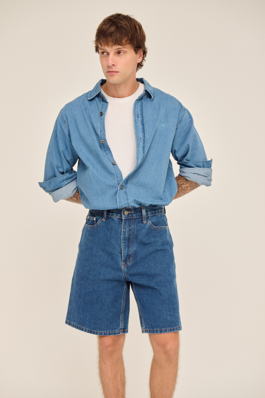 Relax fit denim shirt เสื้อเชิ้ตยีนส์แขนยาว ผ้านุ่ม (SB0857)