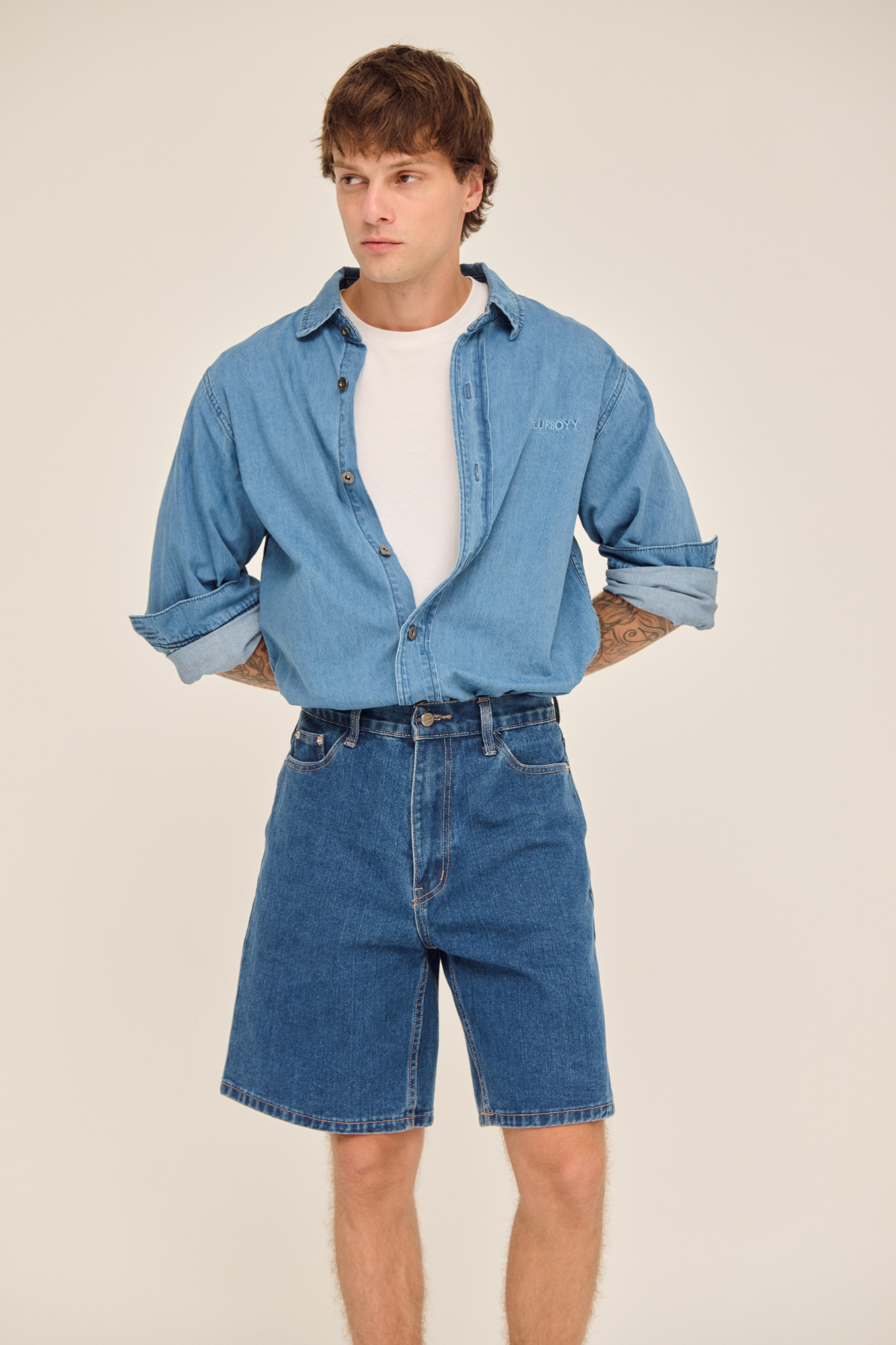 Relax fit denim shirt เสื้อเชิ้ตยีนส์แขนยาว ผ้านุ่ม (SB0857)