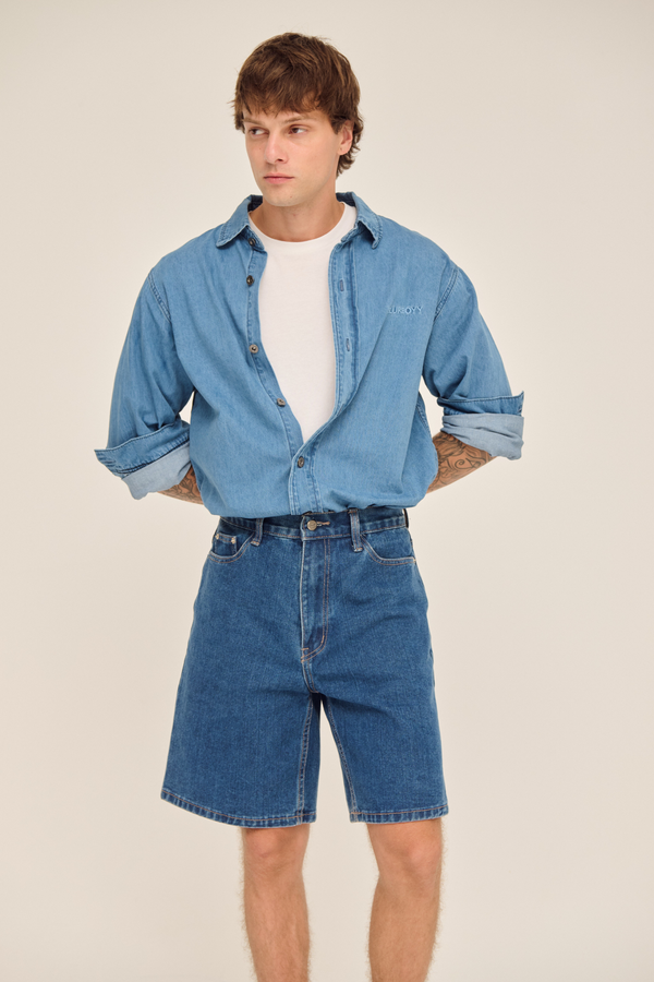 Relax fit denim shirt เสื้อเชิ้ตยีนส์แขนยาว ผ้านุ่ม (SB0857)