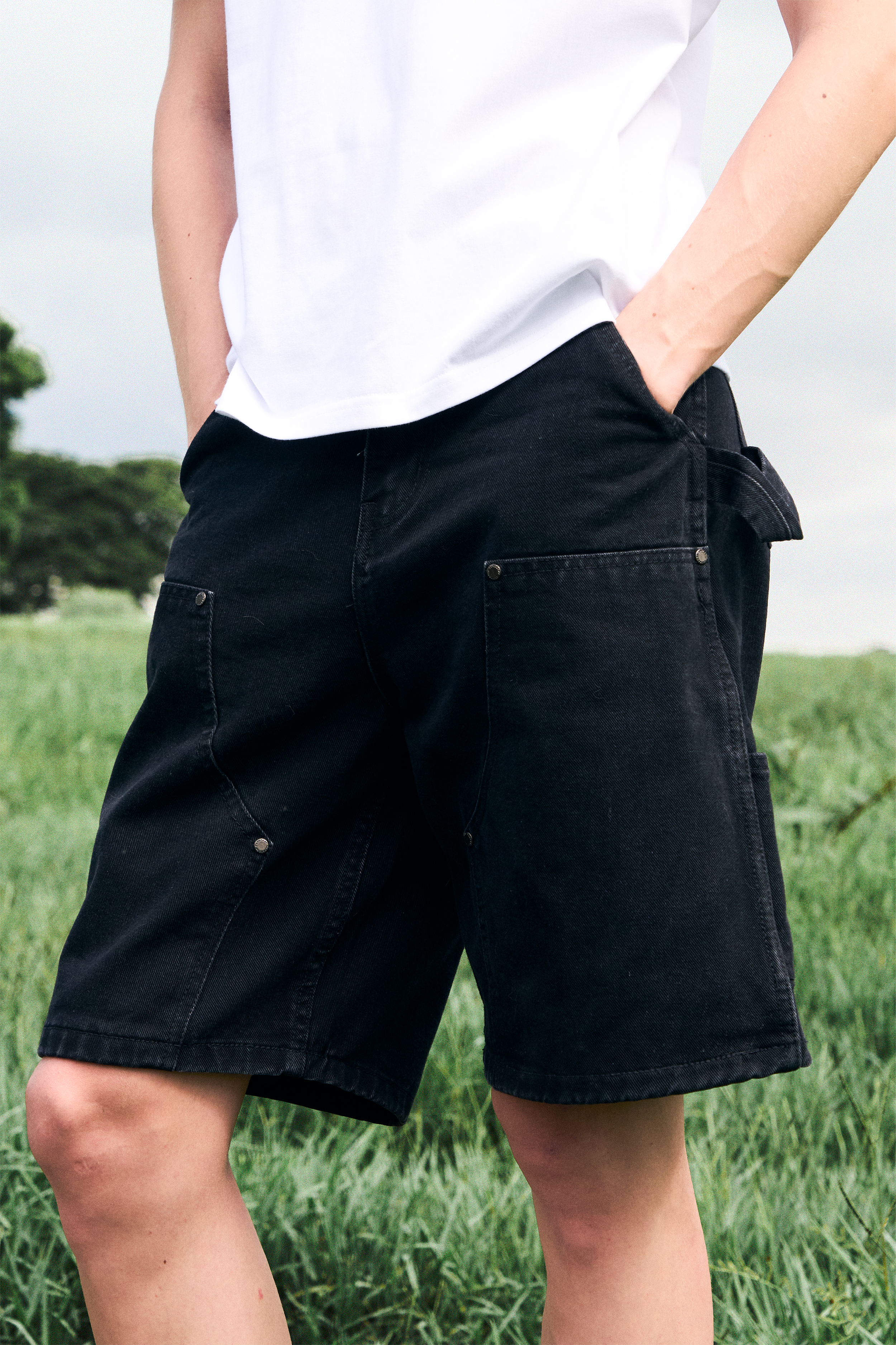 SLURBOYY Jacob Double Knee Denim Shorts กางเกงยีนส์ขาสั้นทรง Double Knee (P0060)