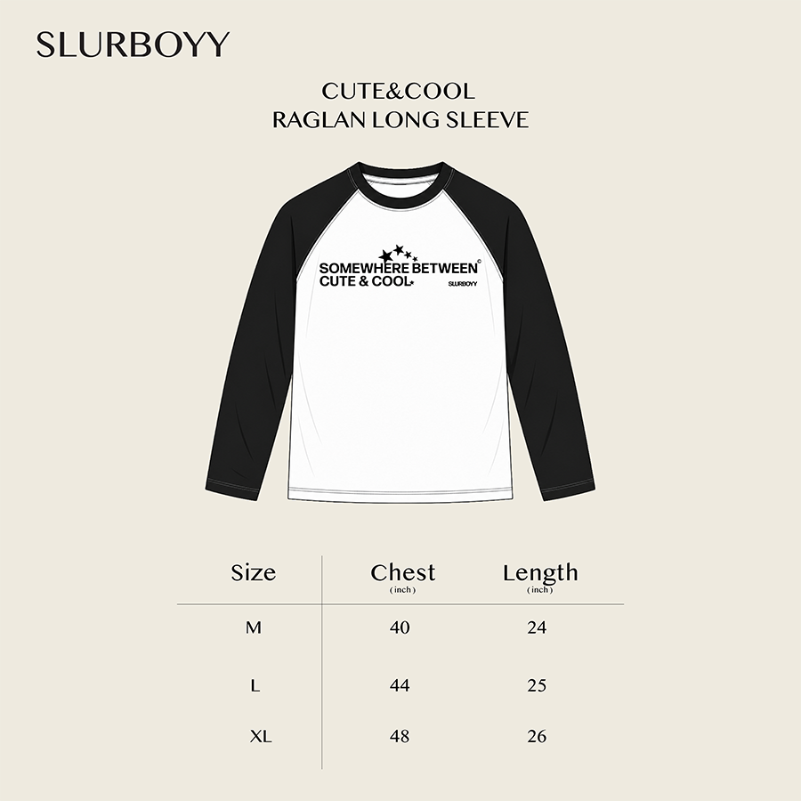 Cute&Cool Raglan Long Sleeve เสื้อยืดแขนยาวทรง Raglan (SB0858)